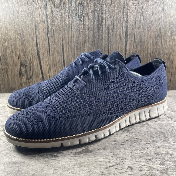 Cole Haan Zerogrand Stitchlite Men's 13 M Wingtip Oxford Marine Blue C32149 - Picture 2 of 10